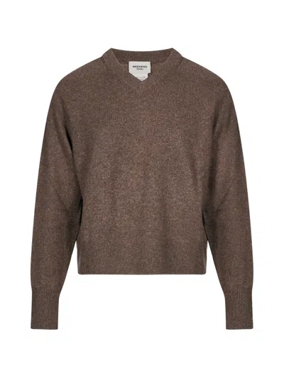 Weekend Max Mara V-neck Raglan-sleeve Sweater In Brown