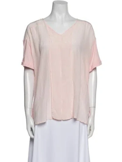 Pre-owned Weekend Max Mara V-neck Short Sleeve Blouse In Pink
