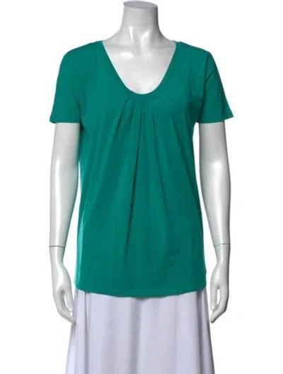 Pre-owned Weekend Max Mara V-neck Short Sleeve T-shirt In Green