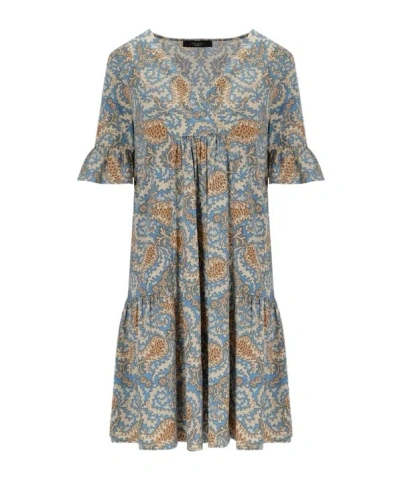 Weekend Max Mara V-neck Short-sleeved Dress In Multi