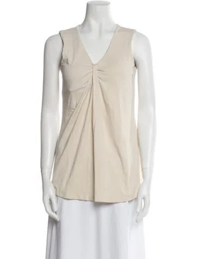 Pre-owned Weekend Max Mara V-neck Sleeveless Blouse In Neutral