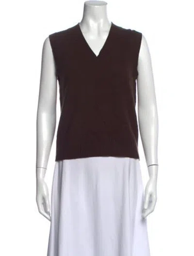Pre-owned Weekend Max Mara V-neck Sweater In Brown