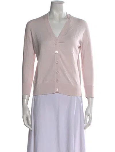Pre-owned Weekend Max Mara V-neck Three-quarter Sleeve Top In Pink