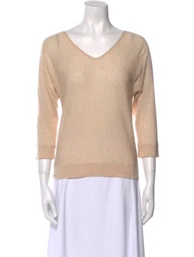 Pre-owned Weekend Max Mara V-neck Three-quarter Sleeve Top In White