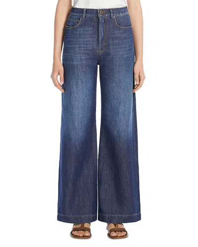 Weekend Max Mara Volpino Wide Denim Jeans In Dark Blue
