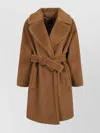 Weekend Max Mara Belted Wool Coat With Faux Fur Texture