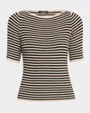 Weekend Max Mara Waser Striped Rib Knit Top In Brown