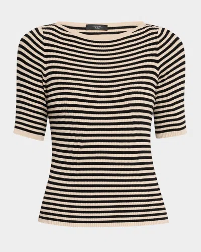 Weekend Max Mara Waser Striped Rib Knit Top In Brown