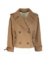 Weekend Max Mara Gabardine Short Wool Jacket In Brown
