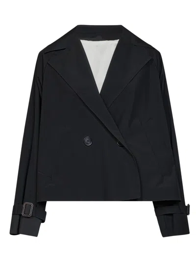 Weekend Max Mara Water-repellent Canvas Trench Coat In Black