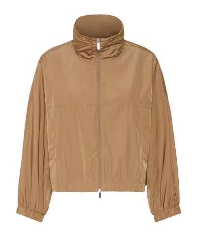 Weekend Max Mara Water-repellent Canvas Windbreaker In Brown