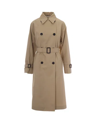 Weekend Max Mara Water-repellent Cotton Gabardine Trench Coat In Neutral