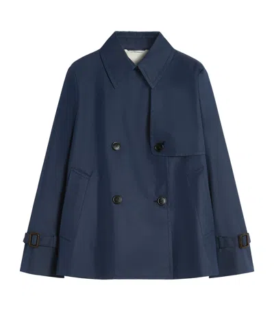 Weekend Max Mara Water-repellent Gabardine Trench Jacket In Blue