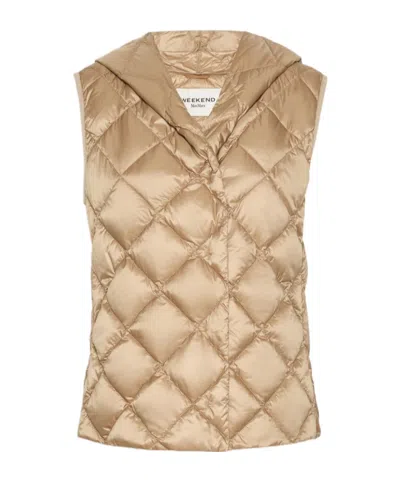 Weekend Max Mara Water-repellent Plain-weave Fabric Padded Gilet In Brown