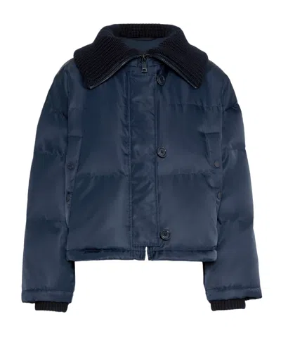 Weekend Max Mara Water-repellent Technical Twill Down Jacket In Blue