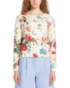 Weekend Max Mara Floral Denis Cropped Sweater In White