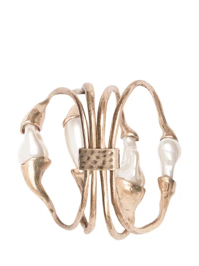 Weekend Max Mara Weekend By Max Mara Logo-embellished Metallic Scarf In Gold