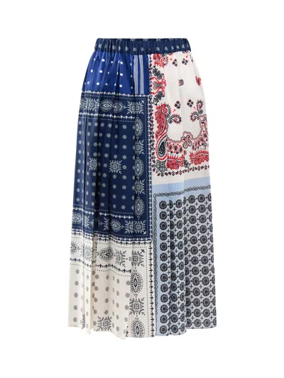 Weekend Max Mara Weekend Luna Pleated Printed Skirt In Blue