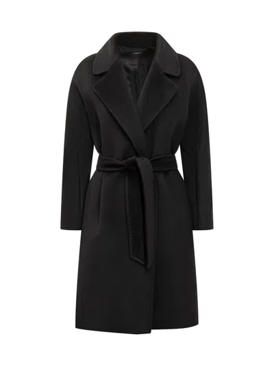 Weekend Max Mara Coat With Waist Belt In Black