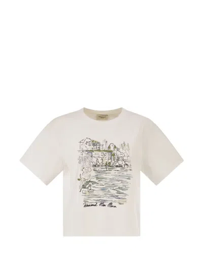 Weekend Max Mara Weekend Maxmara Wkdsala Cotton T Shirt With Print In White