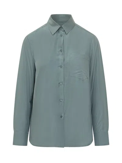Weekend Max Mara Green Silk Shirt In Blue