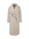 Weekend Max Mara Resina Button-belted Coat In Gray