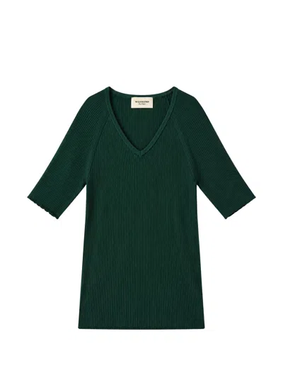 Weekend Max Mara Ribbed-knit Short-sleeve Sweater In Multi