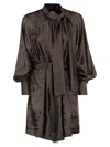 Weekend Max Mara Weekend Maxmara Bunny1234 Laminated Chiffon Dress In Brown