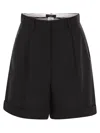 Weekend Max Mara Weekend Maxmara Bussola1234 Wool Canvas Bermuda Shorts In Black