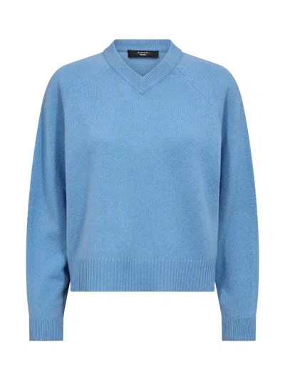 Weekend Max Mara Weekend Maxmara Cashmere V-neck Sweater In Blue