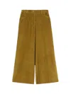 Weekend Max Mara Weekend Maxmara Cropped Cotton Velvet Trousers Olive