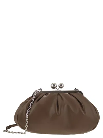 Weekend Max Mara Medium Pasticcino Leather Clutch Bag In Brown