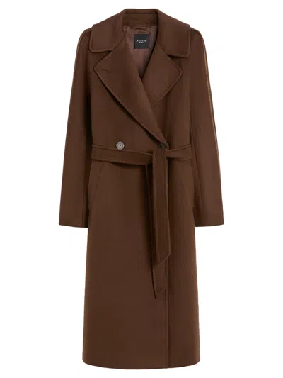 Weekend Max Mara Weekend Maxmara Double-breasted Wool Midi Coat Chocolate