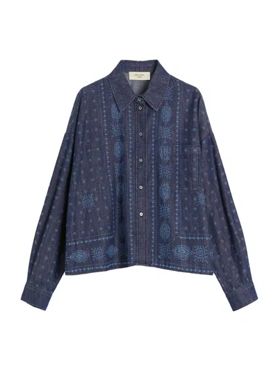 Weekend Max Mara Weekend Maxmara Laser-cut Denim Shirt Navy