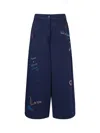 Weekend Max Mara Omens Ultramarine Lotus Wide-leg Cotton Trousers In Blue