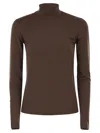 Weekend Max Mara Weekend Maxmara Multif Turtleneck T Shirt In Viscose Jersey In Brown