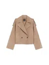 Weekend Max Mara Omens Marron Glace Maga Crop Suede Jacket