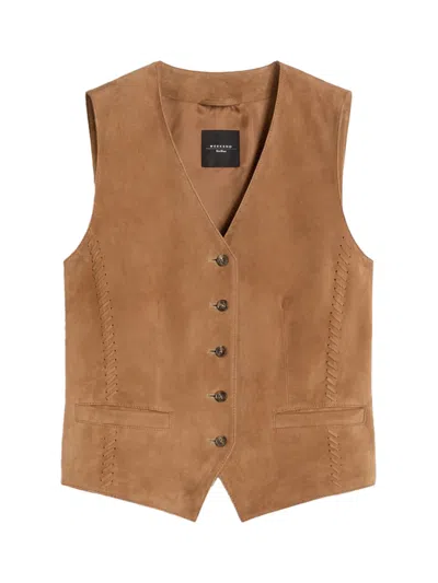 Weekend Max Mara Weekend Maxmara Suede Waistcoat In Brown