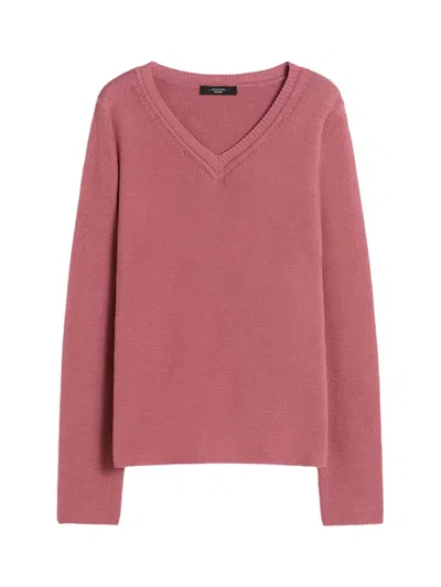Weekend Max Mara Weekend Maxmara V-neck Cotton Sweater In Pink