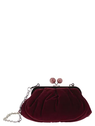 Weekend Max Mara Weekend Maxmara Wkagiochi Velvet Clutch With Chain Strap In Burgundy