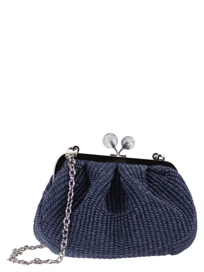 Weekend Max Mara Weekend Maxmara Wkapalmas - Raffia-effect Pasticcino Bag In Avio