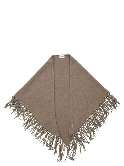 Weekend Max Mara Weekend Maxmara Wkatornado - Virgin Wool Fringed Cape In Brown