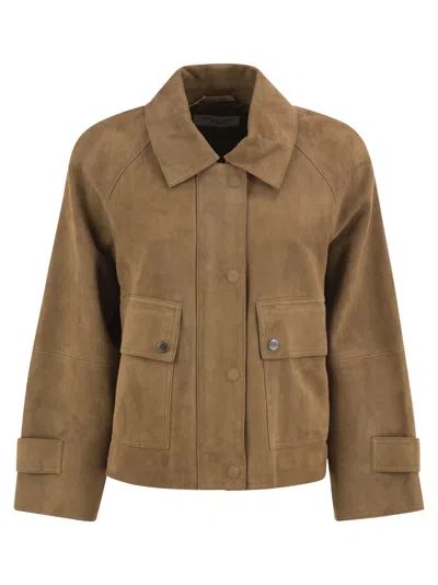 Weekend Max Mara Wkdabito - Suede Goatskin Jacket In Brown