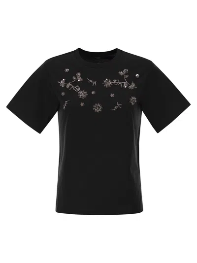 Weekend Max Mara Weekend Maxmara Wkdagile Jersey T Shirt With Print And Embroidery In Black