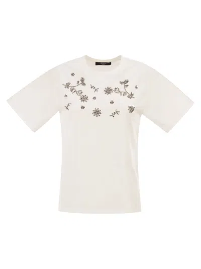 Weekend Max Mara Weekend Maxmara Wkdagile Jersey T Shirt With Print And Embroidery In White