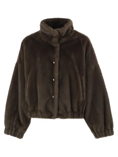 Weekend Max Mara Wkdanemone - Faux Fur Jacket In Brown