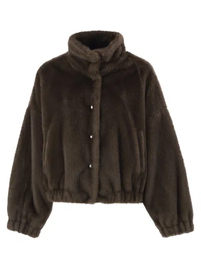 Weekend Max Mara Weekend Maxmara Wkdanemone Faux Fur Jacket In Green