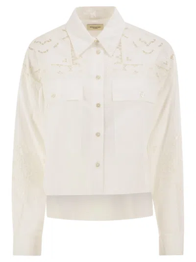 Weekend Max Mara Weekend Maxmara Wkdariano Pure Cotton Shirt With Broderie Anglaise Embroidery In White