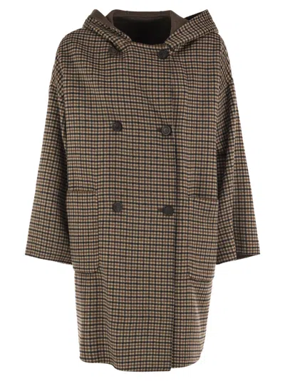 Weekend Max Mara Balta Reversible Hooded Coat In Brown