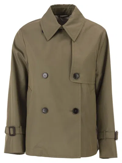 Weekend Max Mara Wkdbiglia - Water-repellent Gabardine Trench Coat In Green